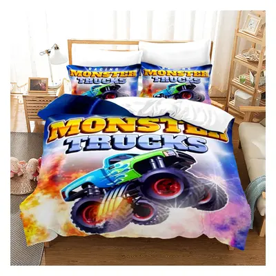 (Style 29, Single (135X200CM/2PCS)) Monster Trucks Bedding Single Double Duvet Cover