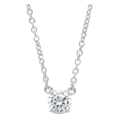 Jewelco London Ladies Sterling Silver Cubic Zirconia Solitaire Charm Necklace 1.6mm + inch - GVK