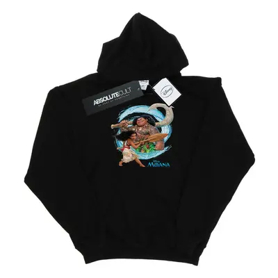 (L, Black) Disney Womens/Ladies Moana And Maui Wave Hoodie