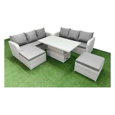 Fimous Outdoor Garden Furniture Sets Seater Wicker Rattan Furniture Sofa Sets with Big Footstool