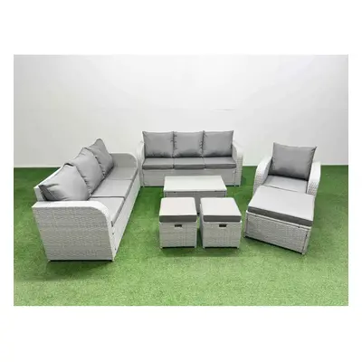 Fimous Seater Poly Rattan Outdoor Garden Furniture Sofa Set Patio Seater Sofa Reclining Chair Se