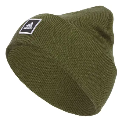 adidas Men's Wide Cuff Fold Beanie Focus Olive Green/Black/White one