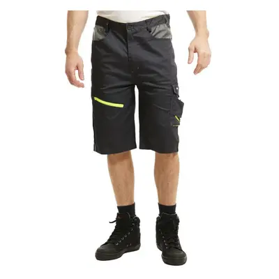 (30R, Black/Grey) Lee Cooper Mens Stretch Reflective Multi Pocket Cargo Shorts