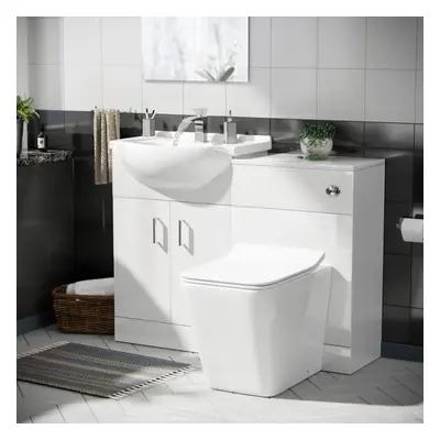 Ellen 550mm Vanity Basin Unit, WC Unit & Elora Back To Wall Toilet White