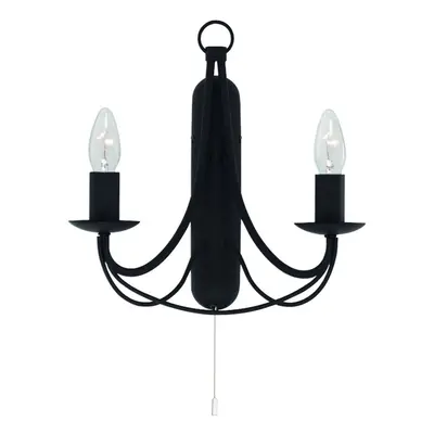 2 Light Satin Matt Black Wrought iron Wall Bracket