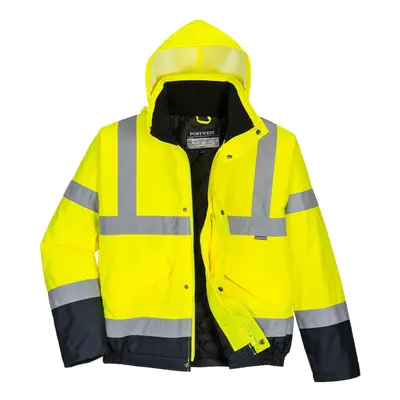 (Yellow/Navy, L) Portwest Hi-Vis Two Tone Bomber Jacket