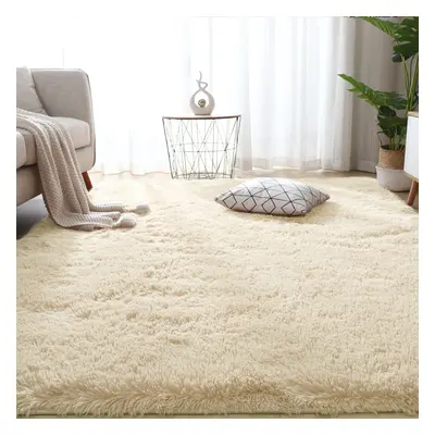 (Cream, 200x300cm) Fluffy Rugs Large Shaggy Rug Bedroom Living Room Anti Slip Soft Carpet Floor 