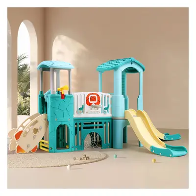 Toddler Play set Kids Slide with Climber and Soccer Hoop Outdoor Indoor Slide Playset for Toddle