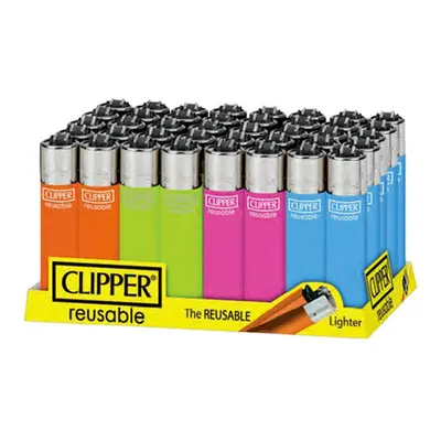 40 Clipper CP11RH Classic Flint Fluo Branded Refillable Lighters - CL1C103UKH