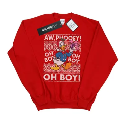 (L, Red) Disney Mens Donald Duck Christmas Fair Isle Sweatshirt