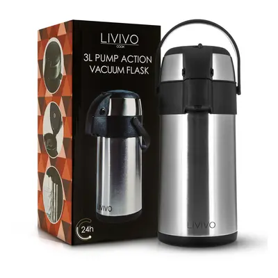 LIVIVO 3L Tea Coffee Air Pot Flask Pump Action Vacuum Insulated Carry Handle DIY