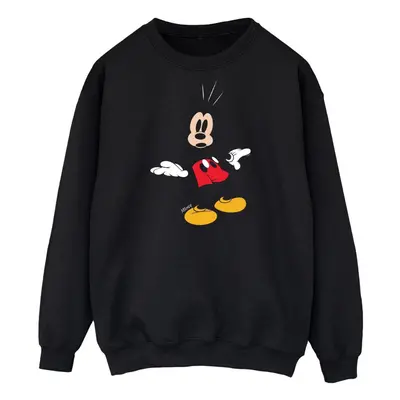 (L, Black) Disney Mens Mickey Mouse Surprised Cotton Sweatshirt