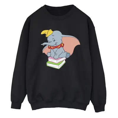 (S, Black) Disney Womens/Ladies Dumbo Sitting On Books Sweatshirt