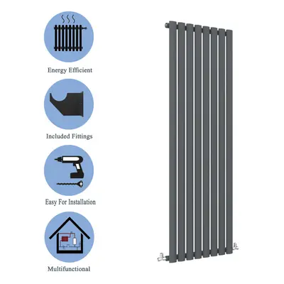 (Single, 1800x472mm) Anthracite Central Heating Oval Column Radiators