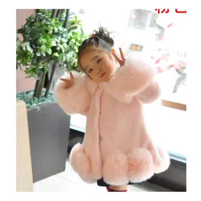 ( pink, 140) Girls Kids Padded Quilted Winter Coat Jacket Fur Hooded Long Parka Coats