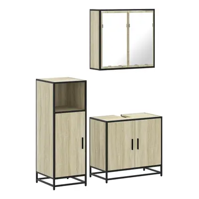 (sonoma oak) vidaXL Piece Bathroom Furniture Set Sonoma Oak Engineered Wood