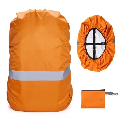 (Orange, 3XL) Backpack Cover with Reflective Strip