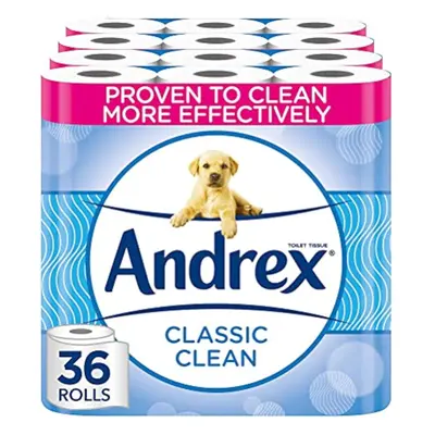 Andrex Classic Clean Toilet Rolls - Toilet Roll Pack - Bulk Buy Toilet Rolls - Unbeatable Clean 