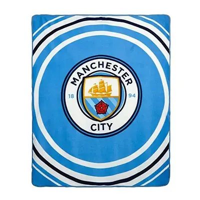 MCFC Giant Official Manchester City (Premier League) Fleece Blanket (110cm x 140cm & 100% Polyes