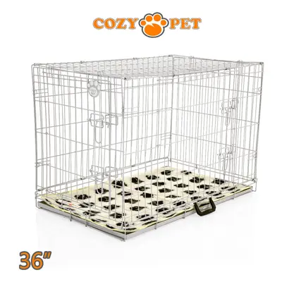 Dog Cage 36'' Grey by Cozy Pet Puppy Crate Inc Vet Bed DC36G + VB36C