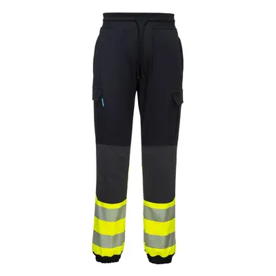 (XL R, Black/Yellow) Portwest Mens KX3 Hi-Vis Flexible Jogging Bottoms