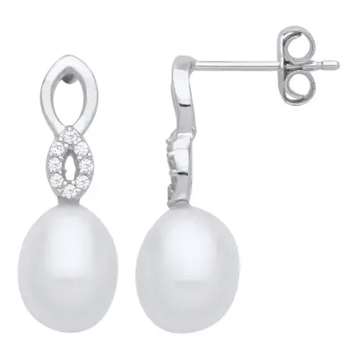 Jewelco London Ladies Rhodium Plated Sterling Silver Double Teardop Halo Drop Earrings - EAG1260