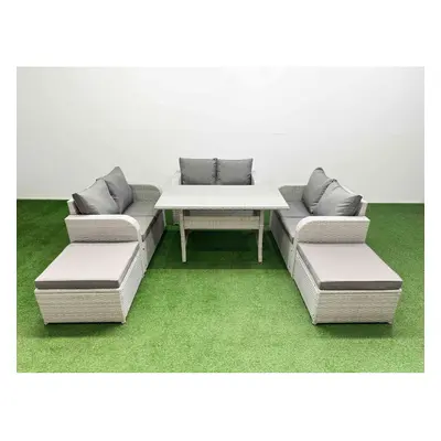 Fimous Seater PE Wicker Rattan Furniture Sofa Sets with Rectangular Dining Table Seater Love Sof