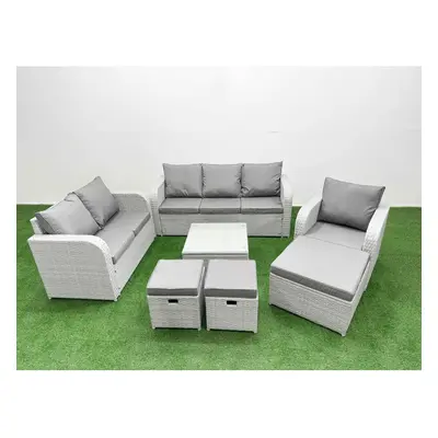 Fimous Patio PE Wicker Seater Outdoor Rattan Furniture Sofa Sets with Reclining Chair Loveseat S