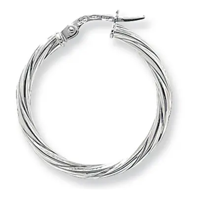 9ct White Gold Large Twist Hoop Earrings