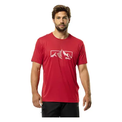 (XXL, Red Glow) Jack Wolfskin Mens Peak Graphic Short Sleeve Crew Neck T-Shirt Top Tee