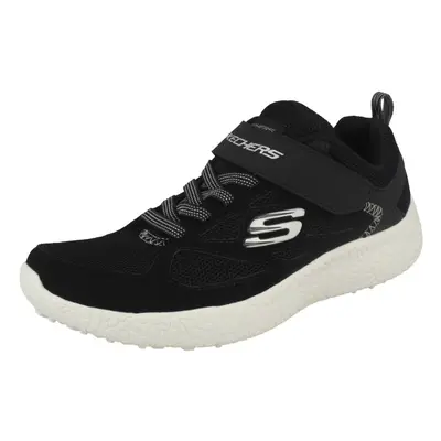 (UK 9.5 Child, Black/White (Black)) Boys Skechers Comfortable Trainers Burst Power Sprints 97302