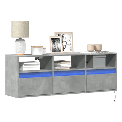 vidaXL TV Wall Cabinet with LED Lights Concrete Grey 130x31x45 cm