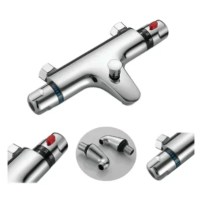 Thermostatic Bath Shower Mixer Taps Anti Scald Tap Chrome Modern Mixer Taps Deck Mounted