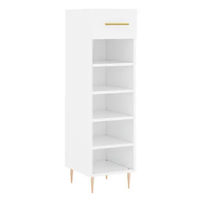 (white) vidaXL Shoe Cabinet Shoe Storage Cupboard Shoe Rack Smoked Oak Engineered Wood