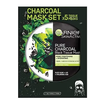 Garnier Charcoal and Algae Purifying Tissue Mask, Hydrating Tissue Face Sheet Mask for Enlarged 