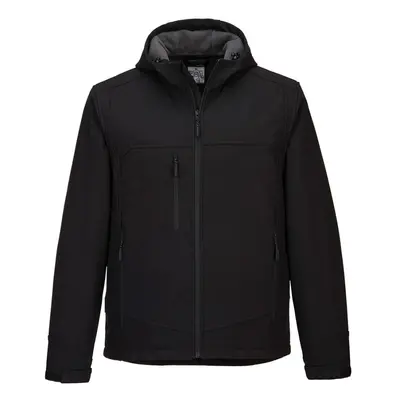 (L, Black) Portwest Mens KX3 Hooded Soft Shell Jacket