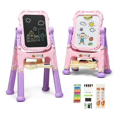 Children's Easel Magnetic&Double Sided w/Adjustable Height Accessories