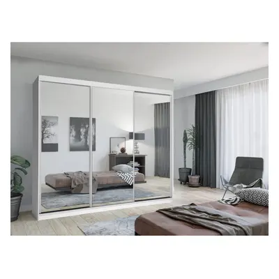 (White, 250cm) Chicago Double Mirror Sliding Door Wardrobe