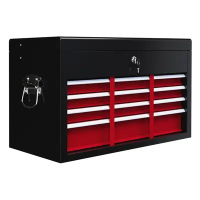 HOMCOM Lockable Metal Tool Chest w/ Drawer, Ball Bearing Runners, Red