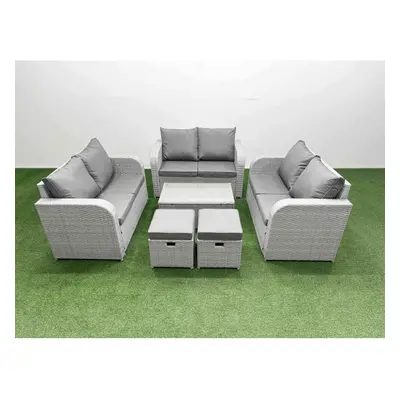 Fimous Seater PE Wicker Rattan Furniture Sofa Sets with Rectangular Coffee Table Seater Love Sof