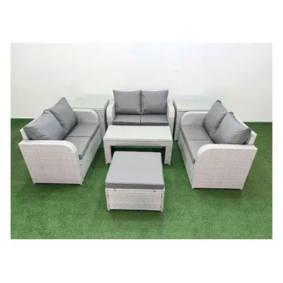 Fimous Seater PE Wicker Rattan Furniture Sofa Sets with Oblong Coffee Table Seater Love Sofa Big