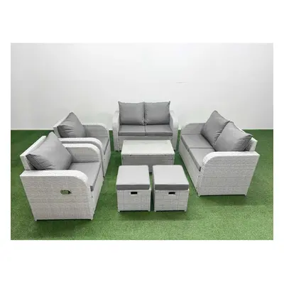 Fimous Seater Outdoor Reclining Chair Love Sofa Set Rattan Garden Furniture Set with Rectangular