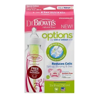 Dr. Brown's Narrow Options+ Baby Bottle & Pacifiers Set, Pink Owl, oz/250 ml