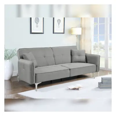 Grey Linen Sofa Bed with Cushions