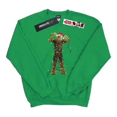 (M, Irish Green) Star Wars Mens Chewbacca Christmas Lights Sweatshirt