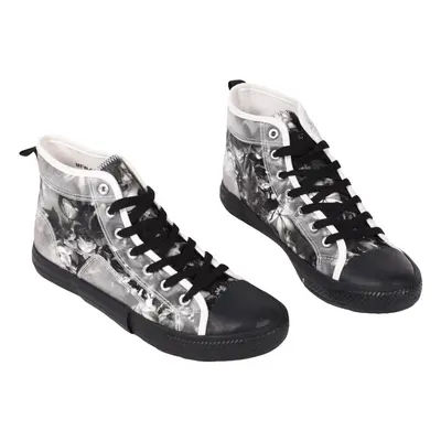 (UK 11) Mens High Top Flat Trainers Lace up Ankle Plimsoll Shoes