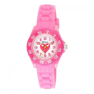 RAVEL Girls Analogue Pink Heart Quartz Watch with Silicone Strap R1807.05