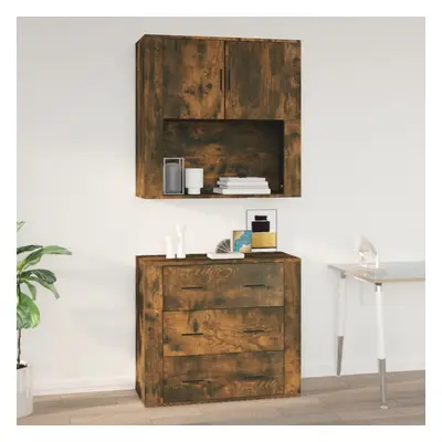 vidaXL Wall Cabinet Smoked Oak 80x33x80 cm Engineered Wood