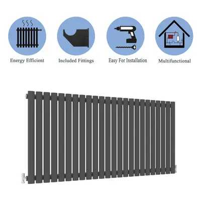 (Single, 600x1416mm) Anthracite Central Heating Oval Column Radiators