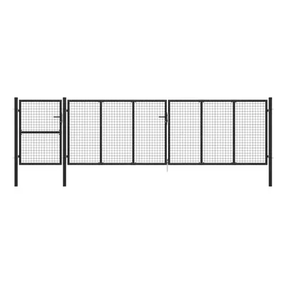 vidaXL Garden Gate Steel Anthracite 500x125cm Outdoor Yard Fence Mesh Door